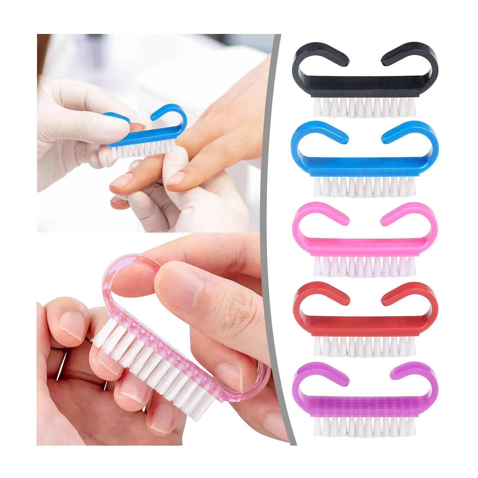 2 Pcs Handle Grip Nail Brush Fingernail Cleaner Pedicure Scrub Foot Brushes  Toes Cleaning Tool Kit (Color as per Availability)